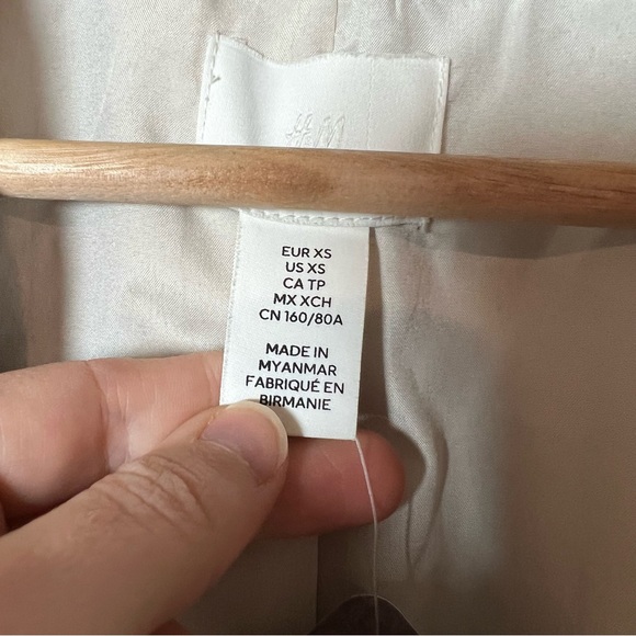 H & M Houndstooth Neutral Taupe Oversized Boyfriend Blazer Jacket ☕️ - Picture 5 of 12